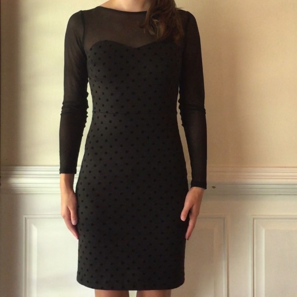 The Limited black cocktail dress with polka dots